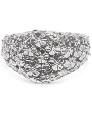 MAPLE Floral Oval Signet Ring - Metallic