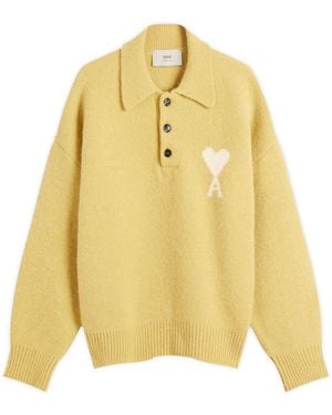 Ami Paris Alpaca Knit Polo - Yellow