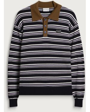Drole de Monsieur Striped Knitwear Polo - Black