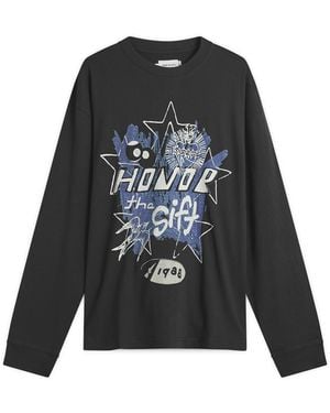 Honor The Gift Pop Art Long Sleeve T-Shirt - Grey