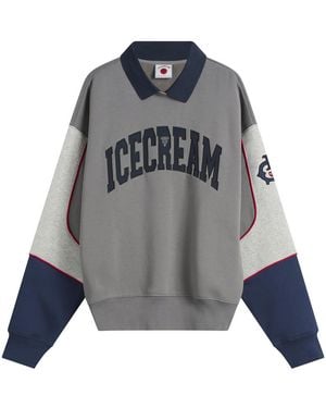 ICECREAM Collared Warm-Up Sweatshirt - Grey