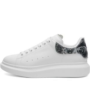 McQueen Metalic Flower Tab Oversized Trainer - White