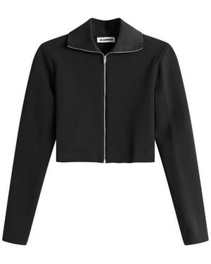 Jil Sander Zip Up Jacket With Ribbed Collar - Black