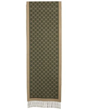 Gucci Allover Gg Scarf - Green