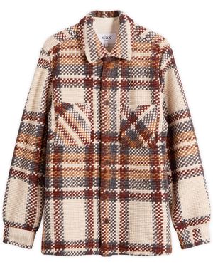 Wax London Whiting Check Wool Bobble Overshirt - Brown