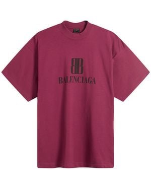 Balenciaga Nano Bb Logo Dry Jersey Medium Fit T-Shirt - Purple