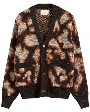 Folk Mixed Yarn Cardigan - Brown