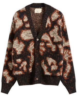 Folk Mixed Yarn Cardigan - Brown