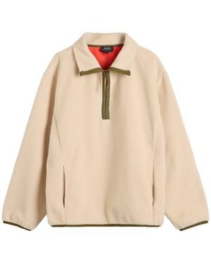 A.P.C. Willy Sherpa Fleece Half Zip - Natural