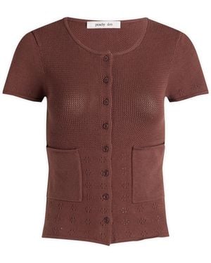 Peachy Den Marie Knit Polo Top - Red