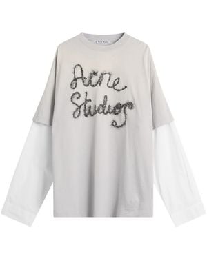 Acne Studios Tinsel Logo Double Sleeve T-Shirt - Gray