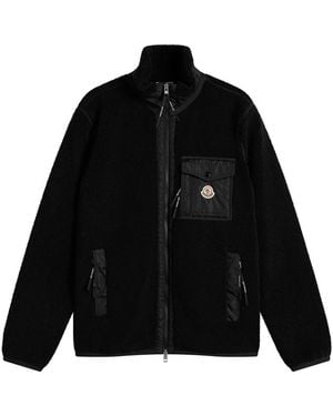 Moncler Zip Up Teddy Fleece Cardigan - Black