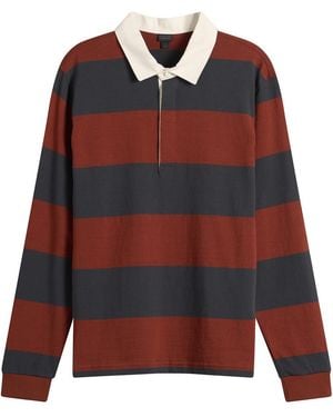 Patagonia Longsleeve Rugby Shirt Wide Stripe: Rusty - Red