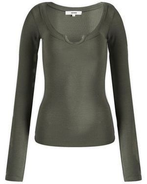 Joah Brown Henley Long Sleeve Top - Green