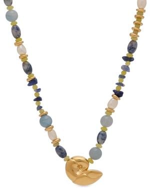 Missoma Shell Statement Multi Beaded Necklace - Metallic