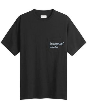 Universal Works Script Logo Pocket T-Shirt - Black