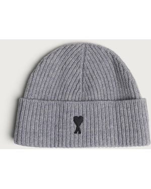 Ami Paris Merino Wool Adc Beanie - Grey