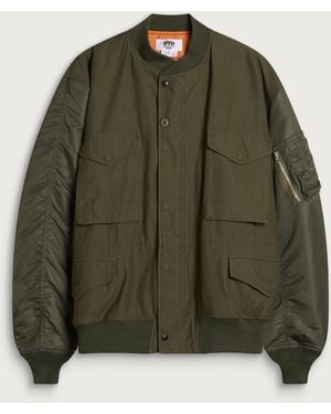 Junya Watanabe X Needles Cotton Satin Nylon Bomber Jacket - Green