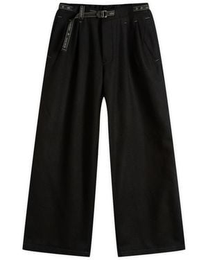 and wander Rewool Tweed Wide Trousers - Black