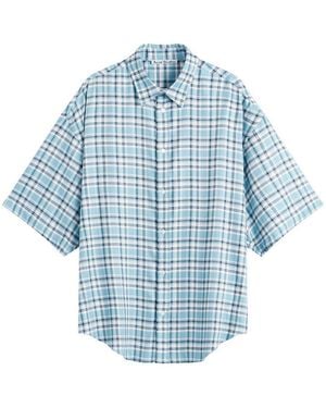 Acne Studios Shorts Sleeve Check Shirt - Blue