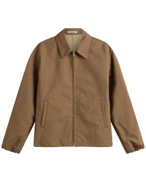 AURALEE Bonded Tropical Wool Zip Blouson - Green