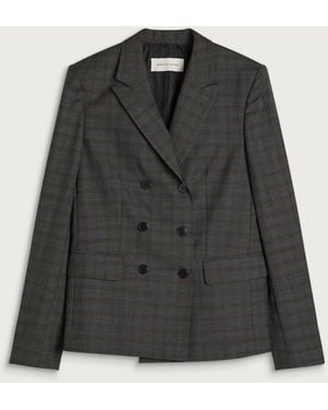 Dries Van Noten Bent Abstract Check Wool Blazer - Black