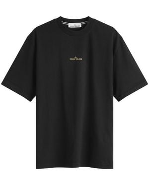 Stone Island Bleeding Numbers Compass Print T-Shirt - Black