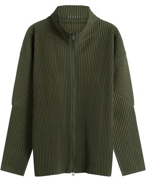 Homme Plissé Issey Miyake Pleat Zip Up Cardigan - Green