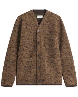 Universal Works Leopard Wool Fleece Cardigan - Brown
