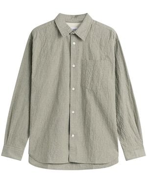 Norse Projects Falster Oversized Textured Stripe Shirt - Grey