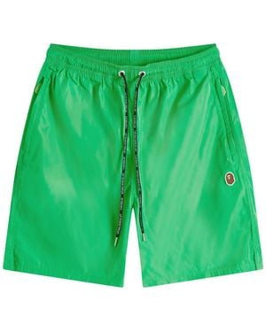 A Bathing Ape Ape Head Nylon Beach Short - Green