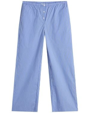 GOOD AMERICAN Poplin Lace Trimmed Pull On Trousers - Blue