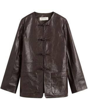 Rohe Mandarin Leather Jacket - Brown