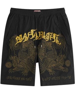 Maharishi Muay Thai Embroidered Tiger Dragon Shorts - Gray
