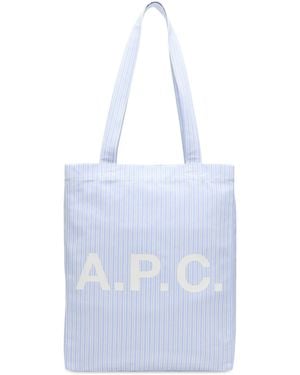 A.P.C. Striped Poplin Lou Tote Bag - Blue