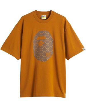 A Bathing Ape Collegeonogram Ape Head Relaxed Fit Tee - Orange