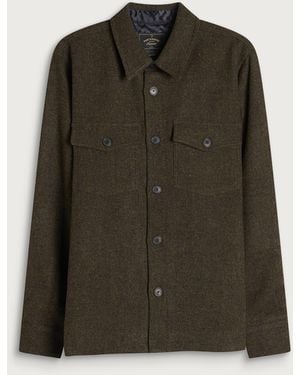 Portuguese Flannel Wool Field Tweed Overshirt - Green