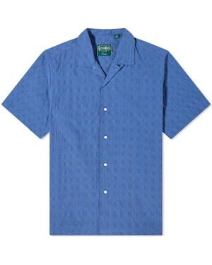 Gitman Vintage Japanese Ripple Jacquard Camp Shirt - Blue