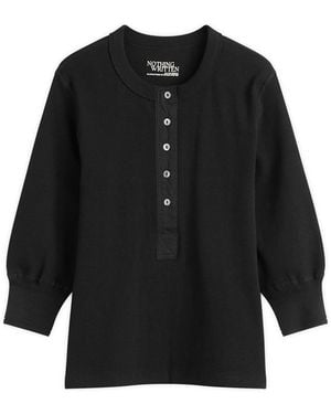 NOTHING WRITTEN Vintage Button T-Shirt - Black
