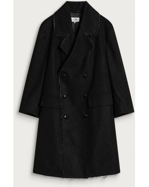 Maison Margiela Mm6 Oversized Wool Coat Jacket - Black