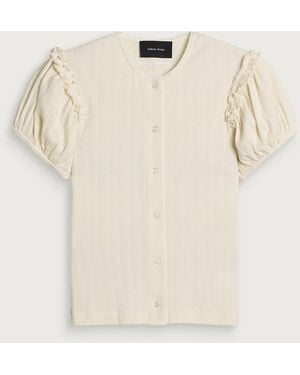 Simone Rocha Pointelle Puff Sleeve Cardigan - Natural