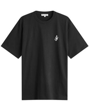 JW Anderson Jersey Anchor Embroidery T-Shirt - Black