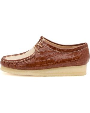 Clarks Croc Patent Wallabee Boot - Brown