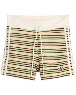 adidas Striped Terry Mini Shorts - Natural
