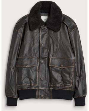 DUNST Detachable A-2 Leather Blouson - Black