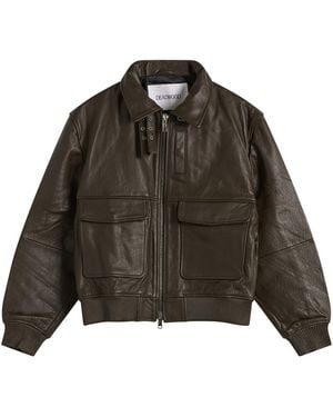 DEADWOOD Wingman Leather Bomber Jacket - Green