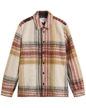 Wax London Nolan Wool Blend Check Overshirt - Brown