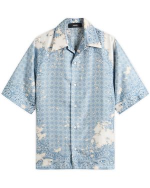 Amiri Bleach Bandana Bowling Shirt - Blue