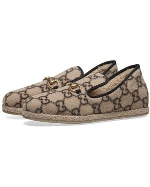 Gucci Horsebit Logo-print Merino Wool Loafers - Brown