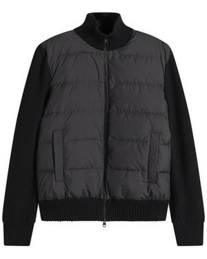 Moncler Hybrid Padded Front Wool Zip Jacket - Black